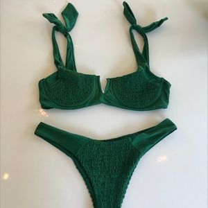 Smocked Green Bikini Set